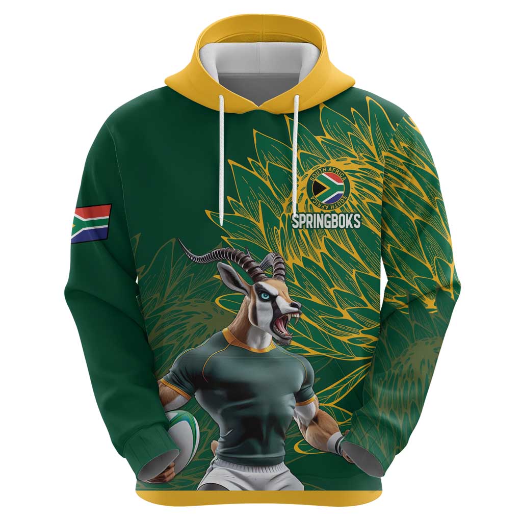 Custom Rugby South Africa Hoodie Springboks Mascot LT18