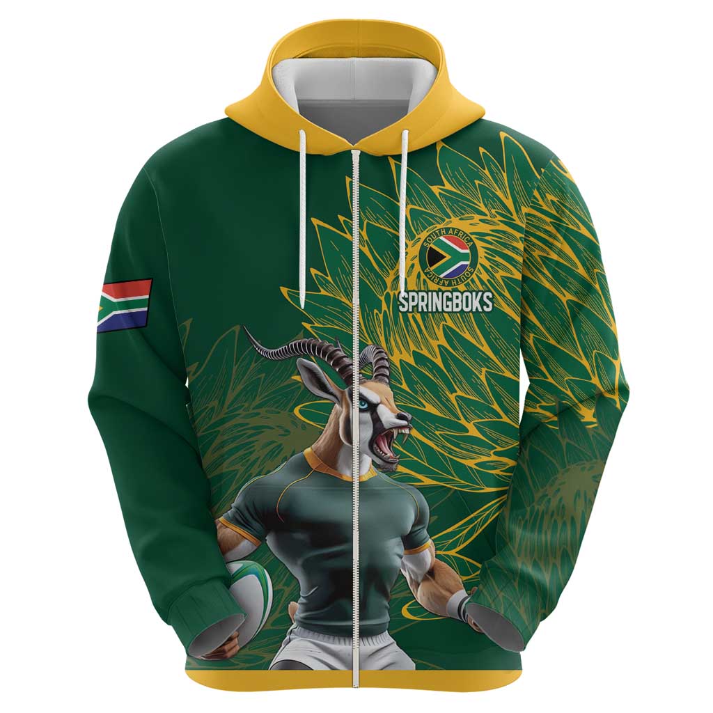 Custom Rugby South Africa Hoodie Springboks Mascot LT18