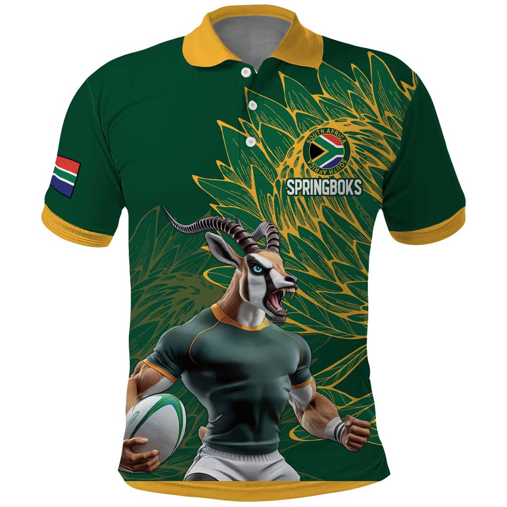 Custom Rugby South Africa Polo Shirt Springboks Mascot LT18