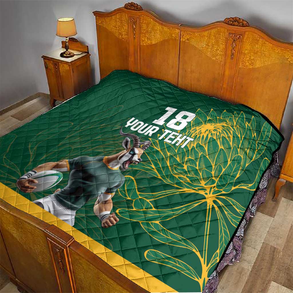 Rugby South Africa Champion Custom Quilt Springboks Mascot LT18
