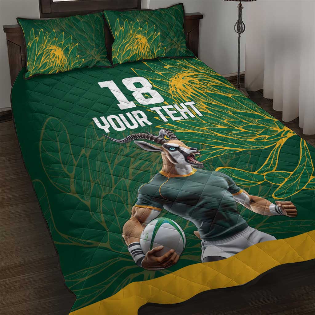 Rugby South Africa Champion Custom Quilt Bed Set Springboks Mascot LT18