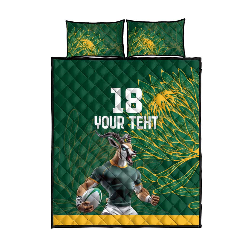 Rugby South Africa Champion Custom Quilt Bed Set Springboks Mascot LT18