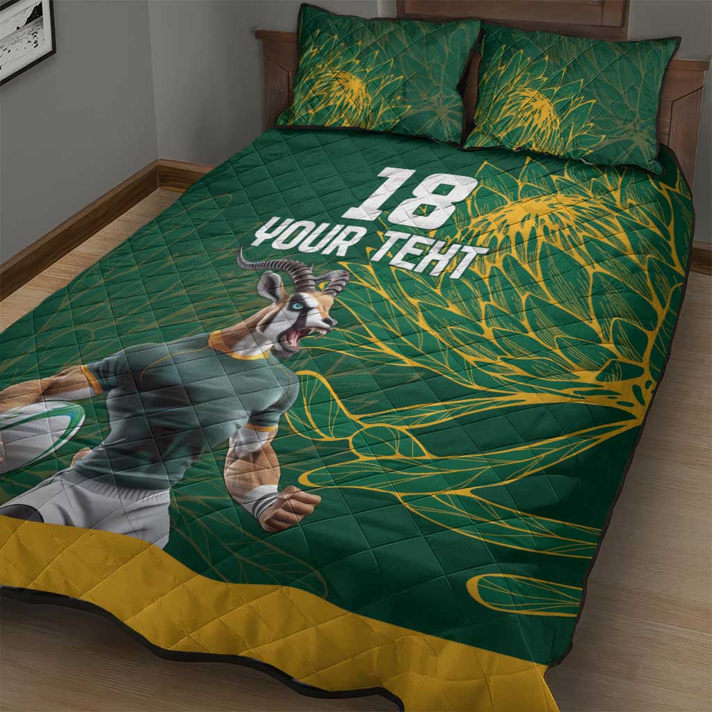 Rugby South Africa Champion Custom Quilt Bed Set Springboks Mascot LT18