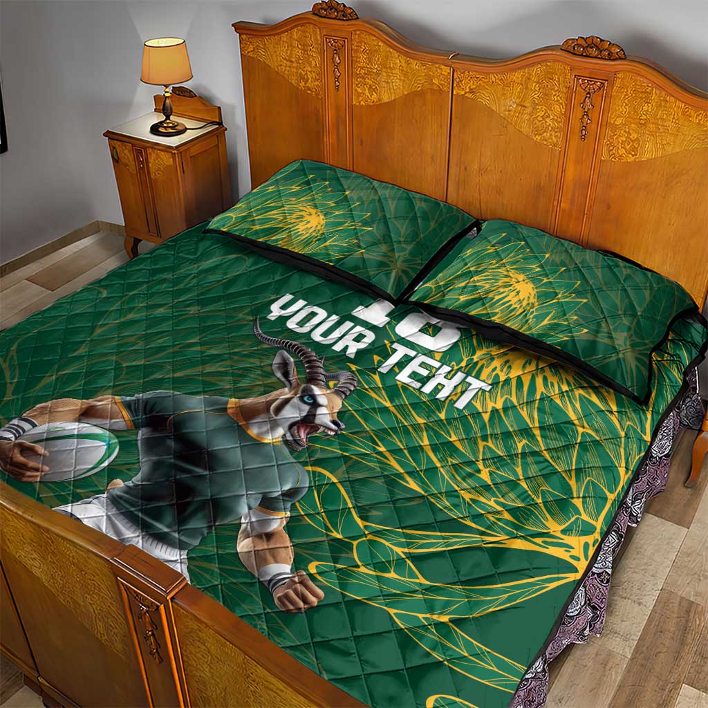 Rugby South Africa Champion Custom Quilt Bed Set Springboks Mascot LT18