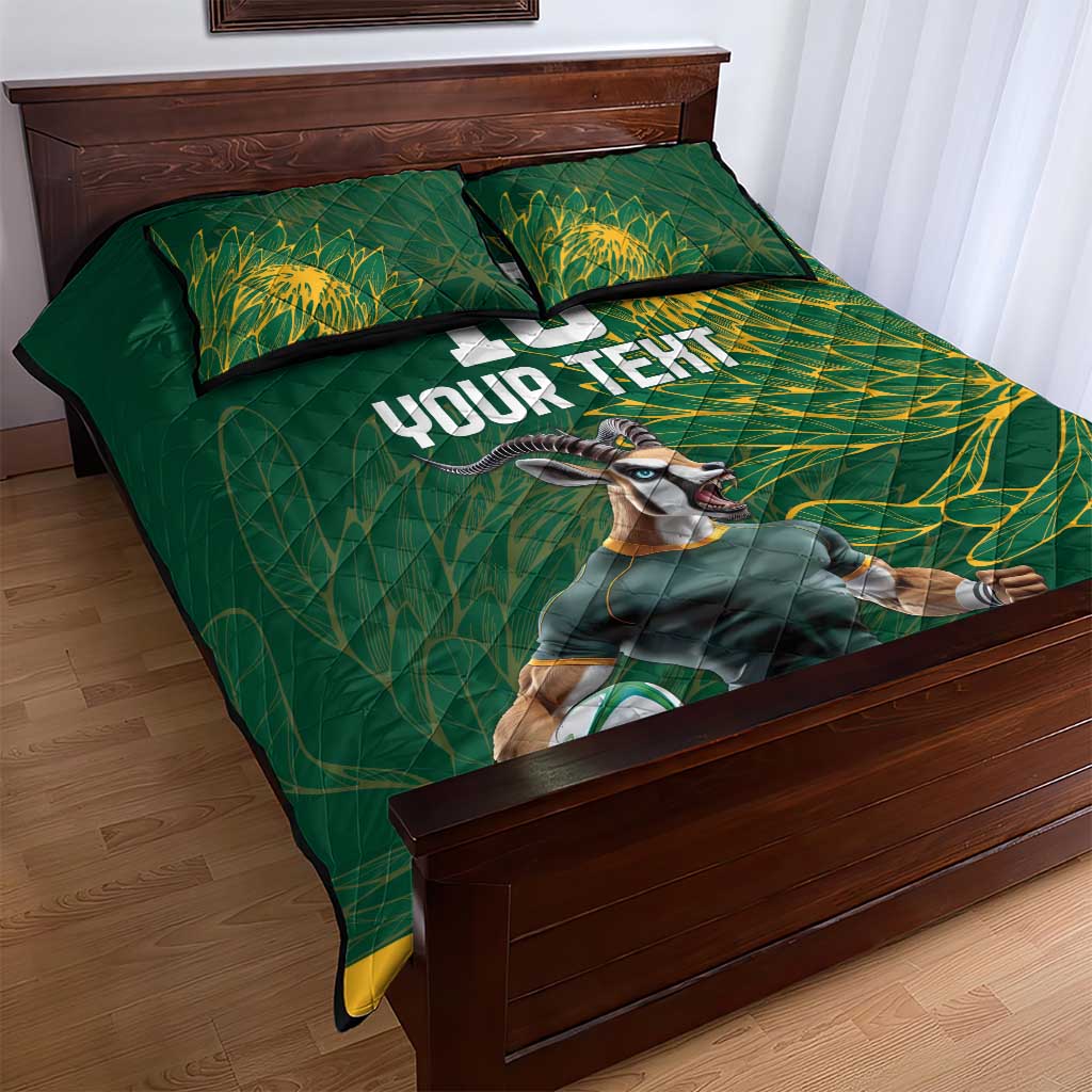 Rugby South Africa Champion Custom Quilt Bed Set Springboks Mascot LT18