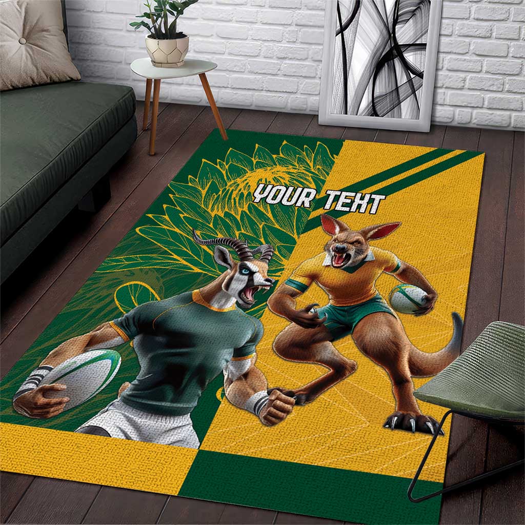 South Africa Australia Rugby Champion Personalized Area Rug Springboks Wallabies Mascot LT18