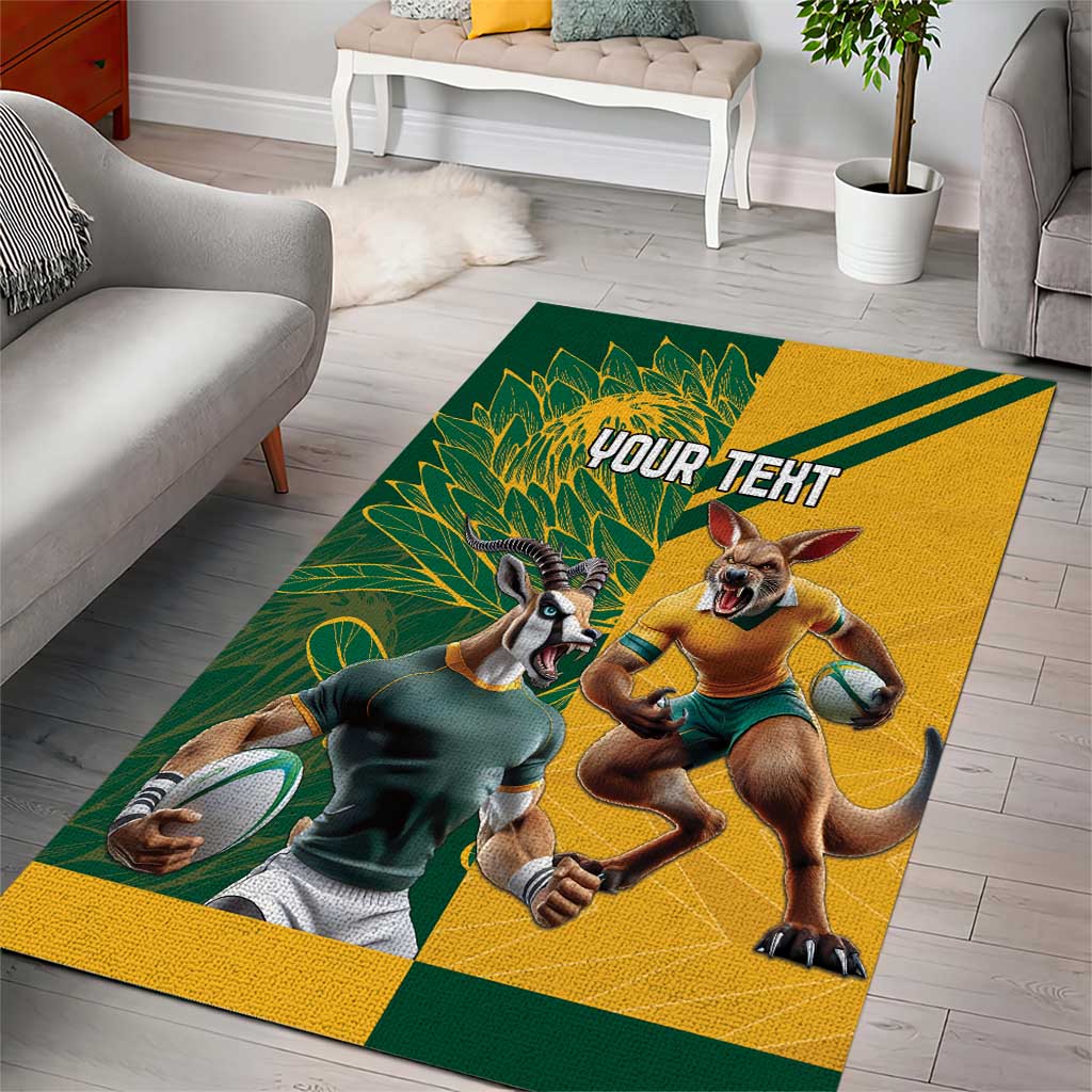 South Africa Australia Rugby Champion Personalized Area Rug Springboks Wallabies Mascot LT18