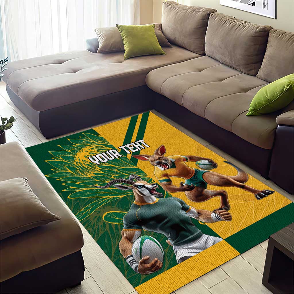 South Africa Australia Rugby Champion Personalized Area Rug Springboks Wallabies Mascot LT18