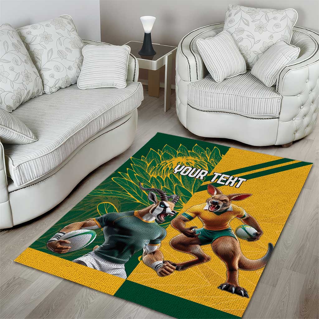 South Africa Australia Rugby Champion Personalized Area Rug Springboks Wallabies Mascot LT18