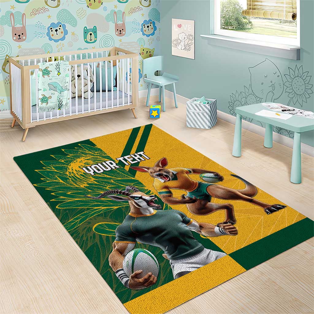 South Africa Australia Rugby Champion Personalized Area Rug Springboks Wallabies Mascot LT18