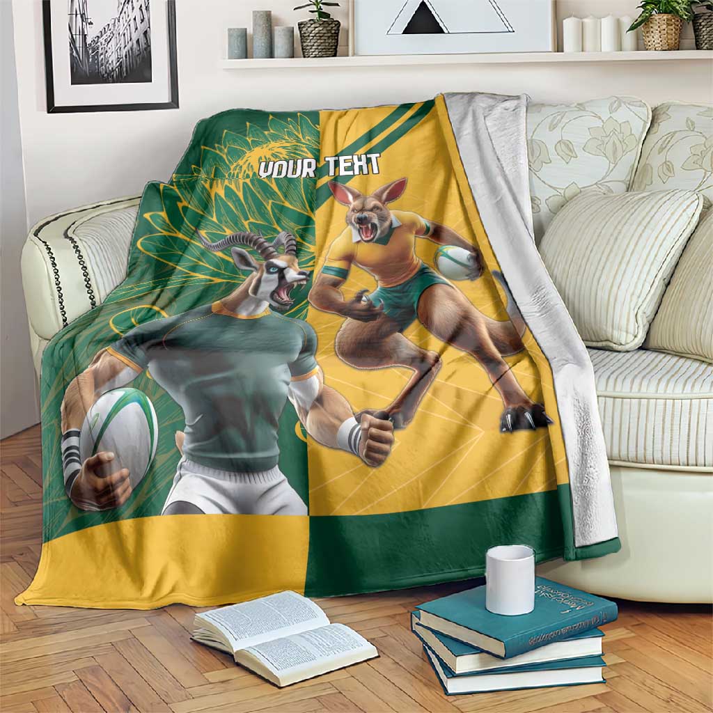 South Africa Australia Rugby Champion Personalized Blanket Springboks Wallabies Mascot LT18