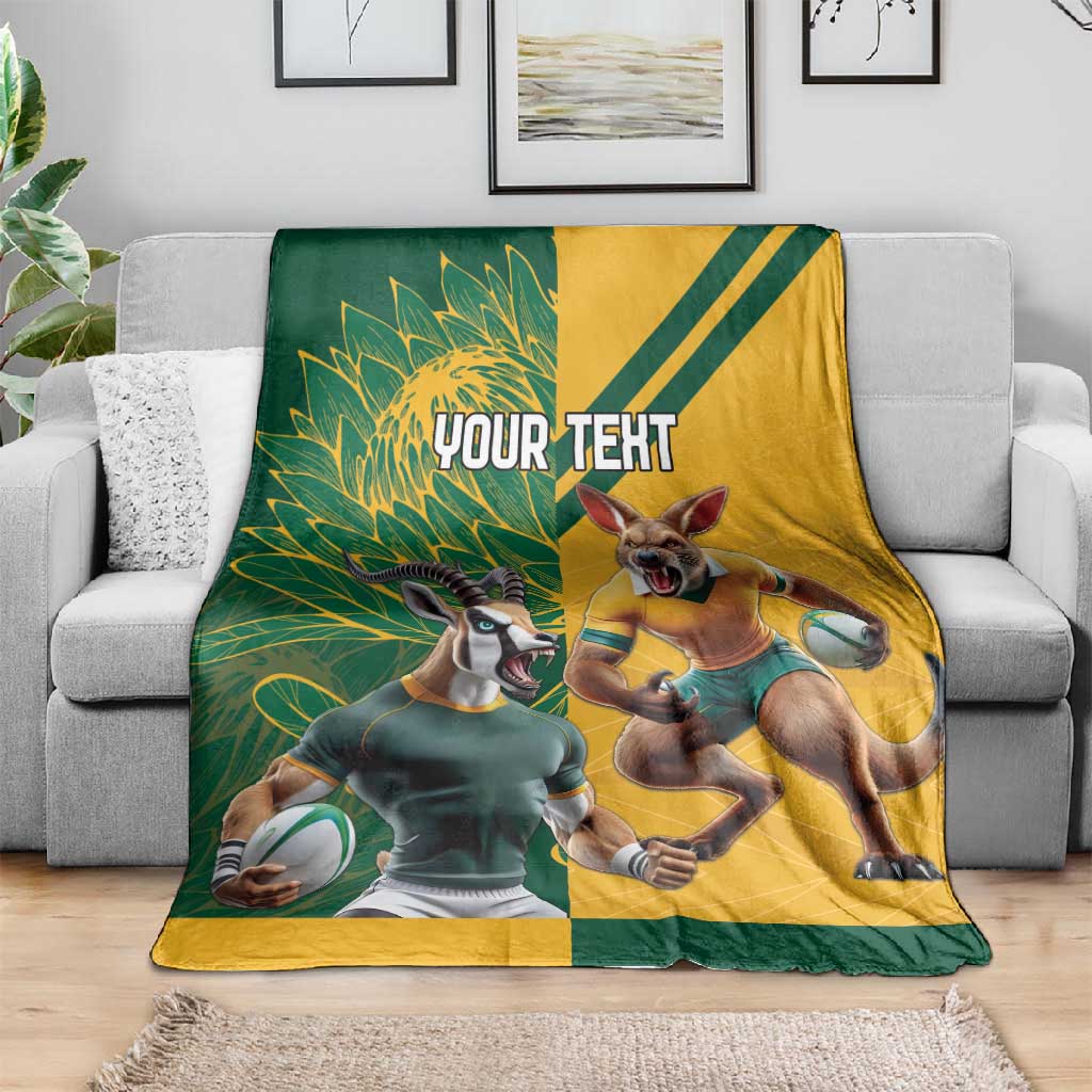 South Africa Australia Rugby Champion Personalized Blanket Springboks Wallabies Mascot LT18