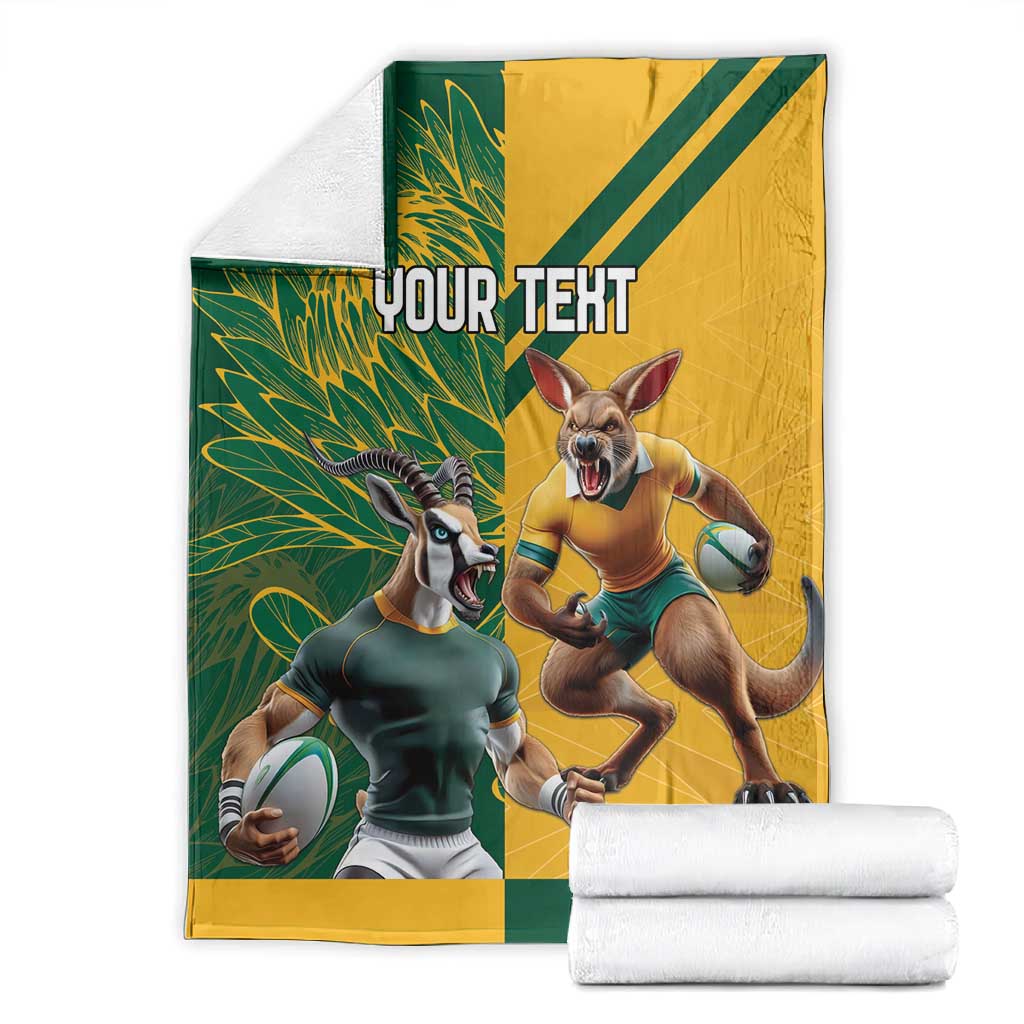 South Africa Australia Rugby Champion Personalized Blanket Springboks Wallabies Mascot LT18