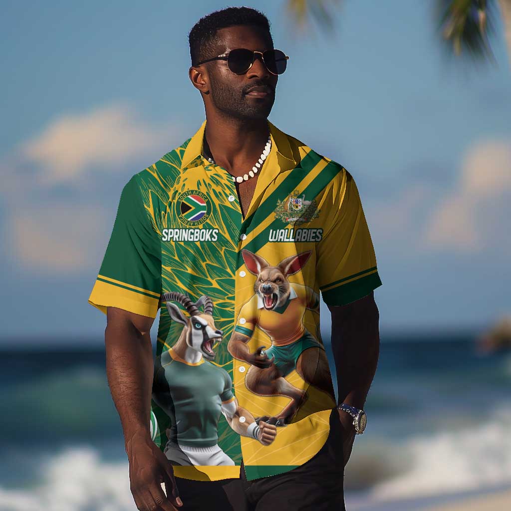 South Africa Australia Rugby Champion Personalized Hawaiian Shirt Springboks Wallabies Mascot LT18