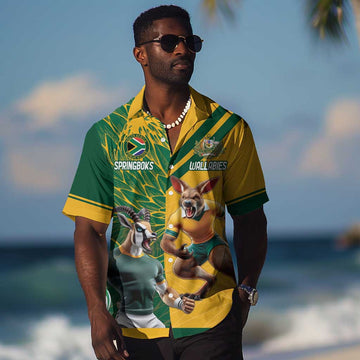 South Africa Australia Rugby Champion Personalized Hawaiian Shirt Springboks Wallabies Mascot LT18