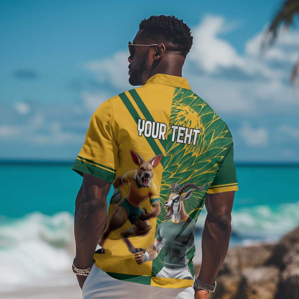 South Africa Australia Rugby Champion Personalized Hawaiian Shirt Springboks Wallabies Mascot LT18