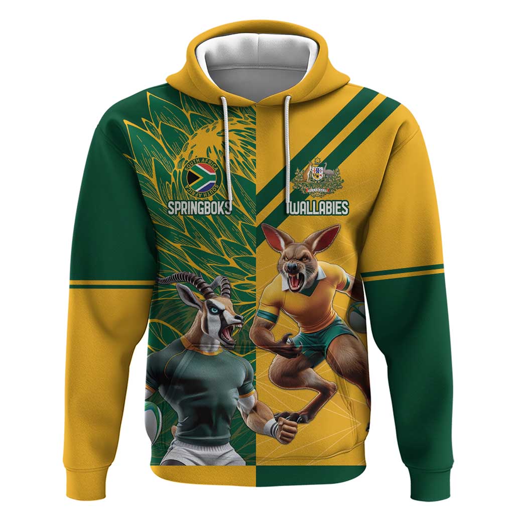 Personalized Rugby South Africa Australia Hoodie Springboks Wallabies Mascot Go Champions LT18