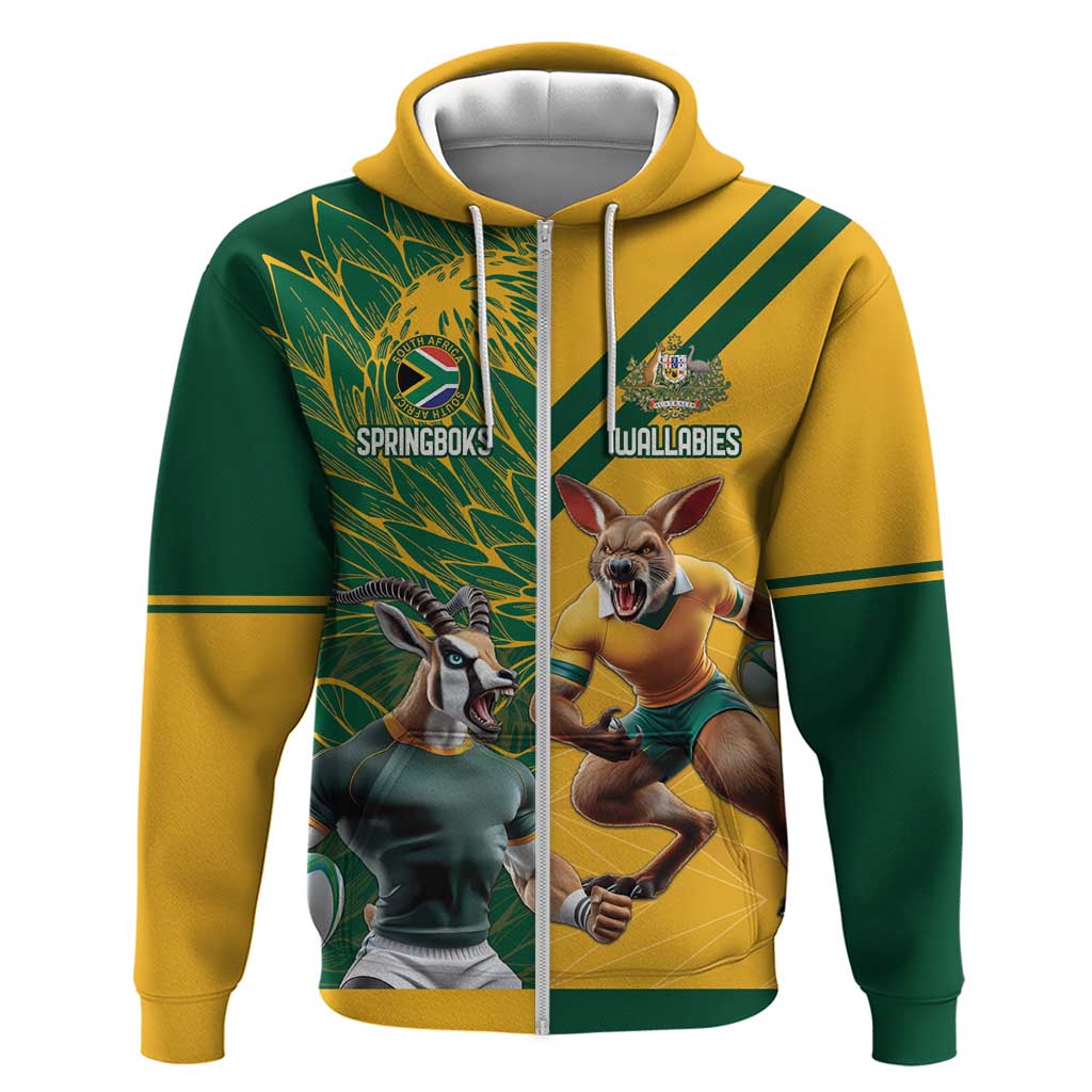 Personalized Rugby South Africa Australia Hoodie Springboks Wallabies Mascot Go Champions LT18