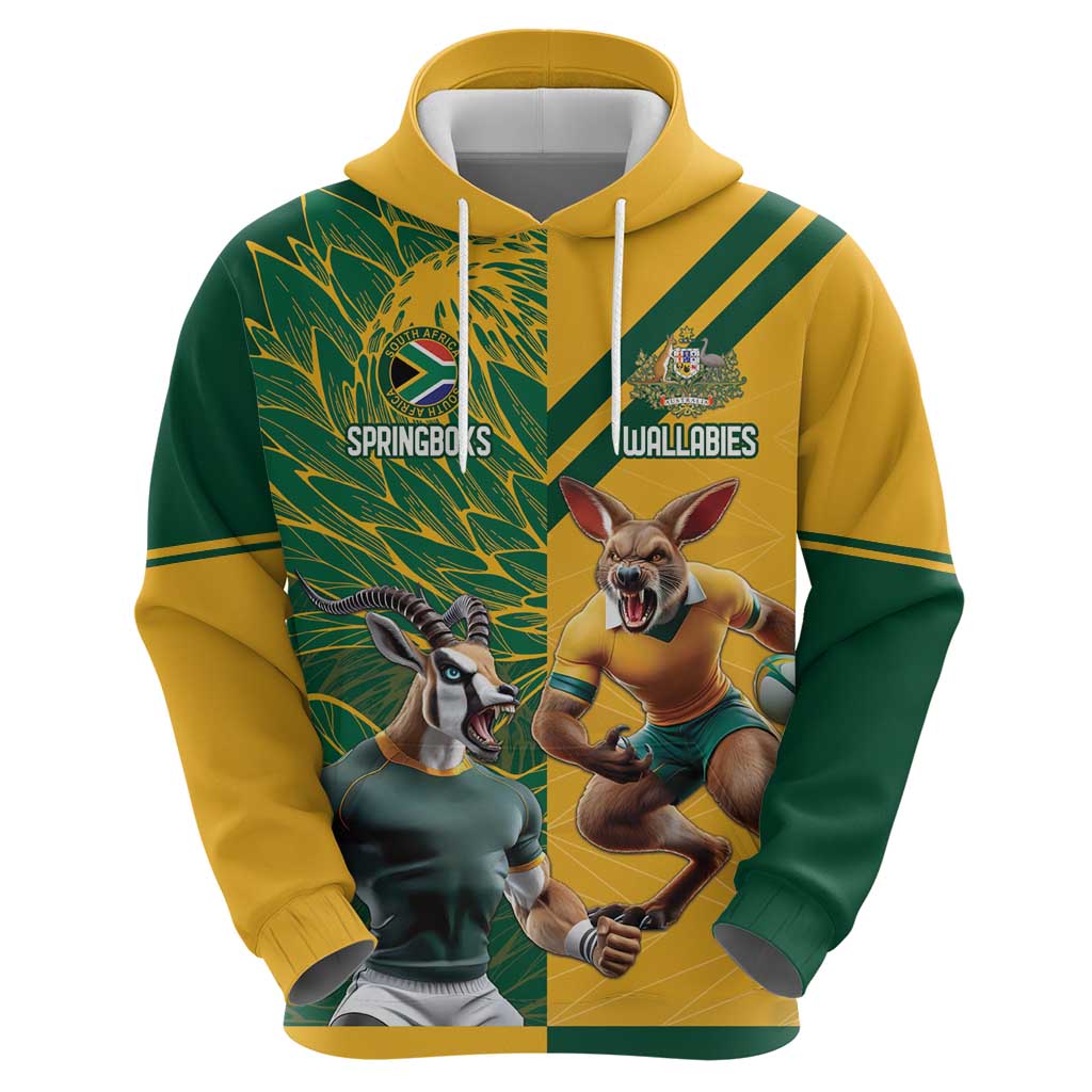 Personalized Rugby South Africa Australia Hoodie Springboks Wallabies Mascot Go Champions LT18