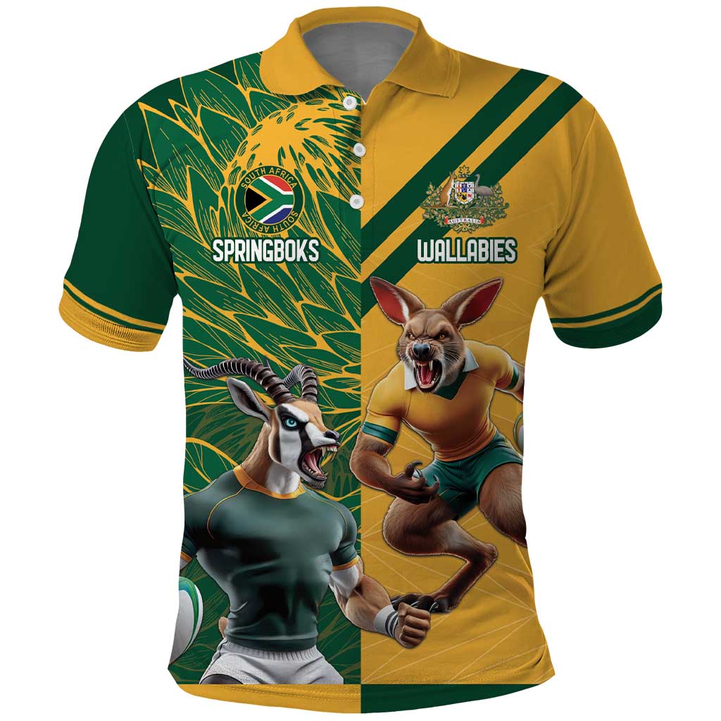Personalized Rugby South Africa Australia Polo Shirt Springboks Wallabies Mascot Go Champions LT18