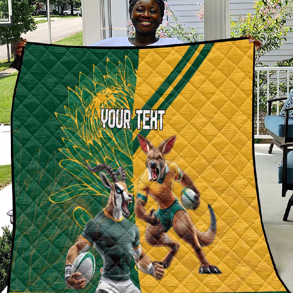 South Africa Australia Rugby Champion Personalized Quilt Springboks Wallabies Mascot LT18
