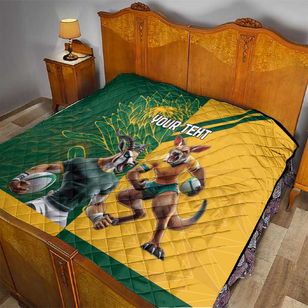 South Africa Australia Rugby Champion Personalized Quilt Springboks Wallabies Mascot LT18