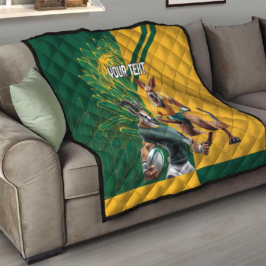 South Africa Australia Rugby Champion Personalized Quilt Springboks Wallabies Mascot LT18
