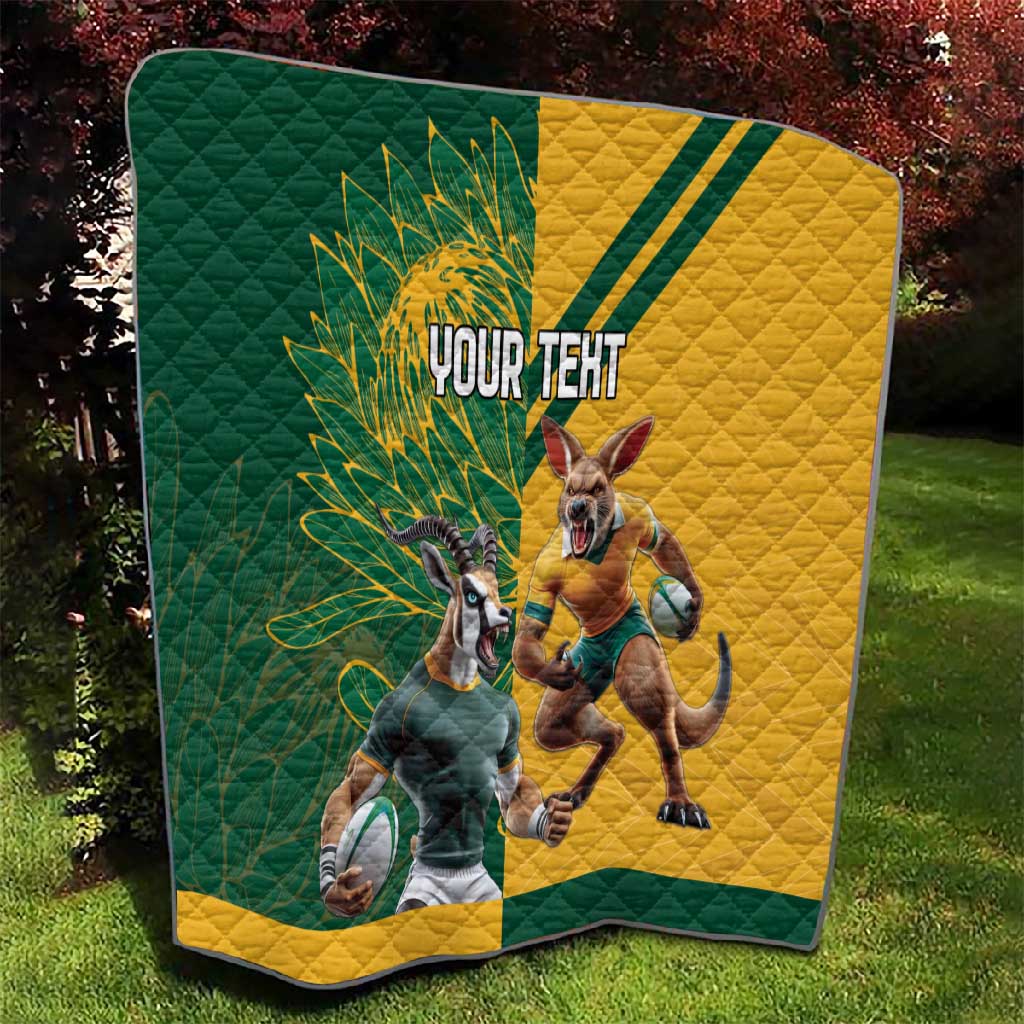 South Africa Australia Rugby Champion Personalized Quilt Springboks Wallabies Mascot LT18