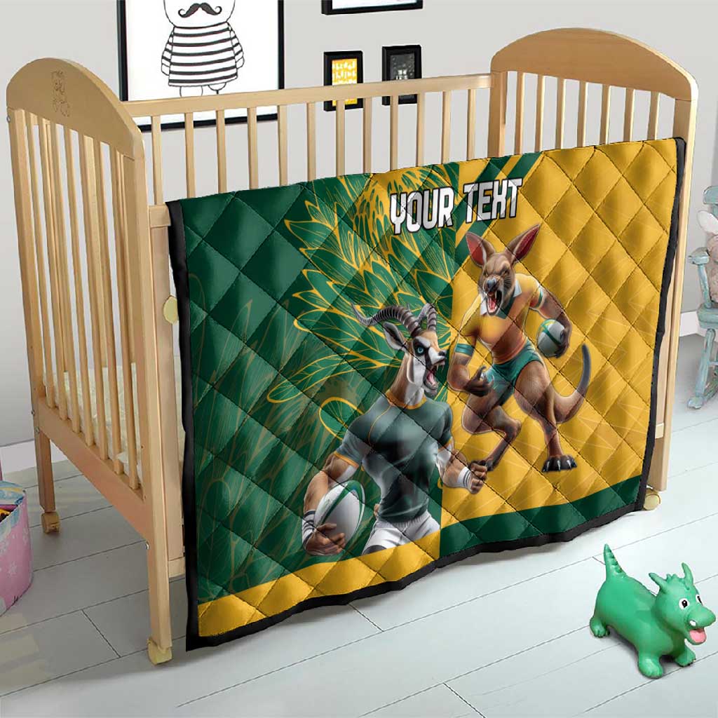 South Africa Australia Rugby Champion Personalized Quilt Springboks Wallabies Mascot LT18