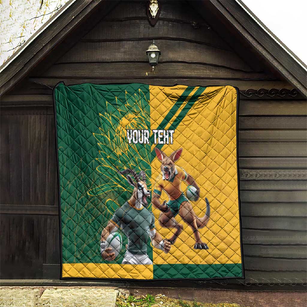 South Africa Australia Rugby Champion Personalized Quilt Springboks Wallabies Mascot LT18