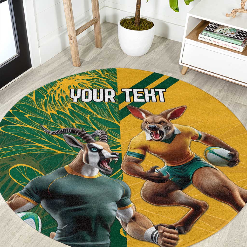 South Africa Australia Rugby Champion Personalized Round Carpet Springboks Wallabies Mascot LT18