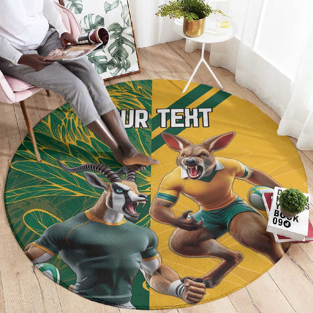 South Africa Australia Rugby Champion Personalized Round Carpet Springboks Wallabies Mascot LT18