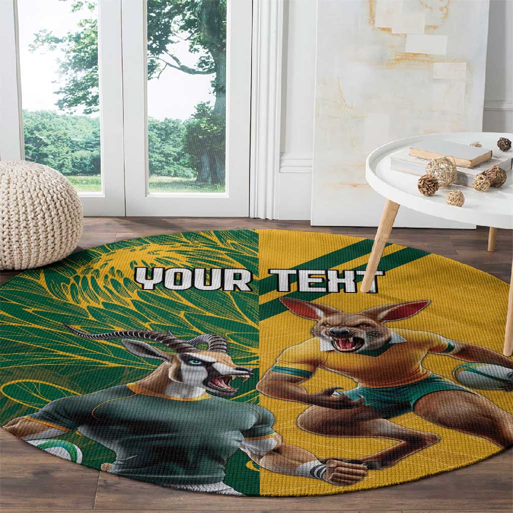 South Africa Australia Rugby Champion Personalized Round Carpet Springboks Wallabies Mascot LT18