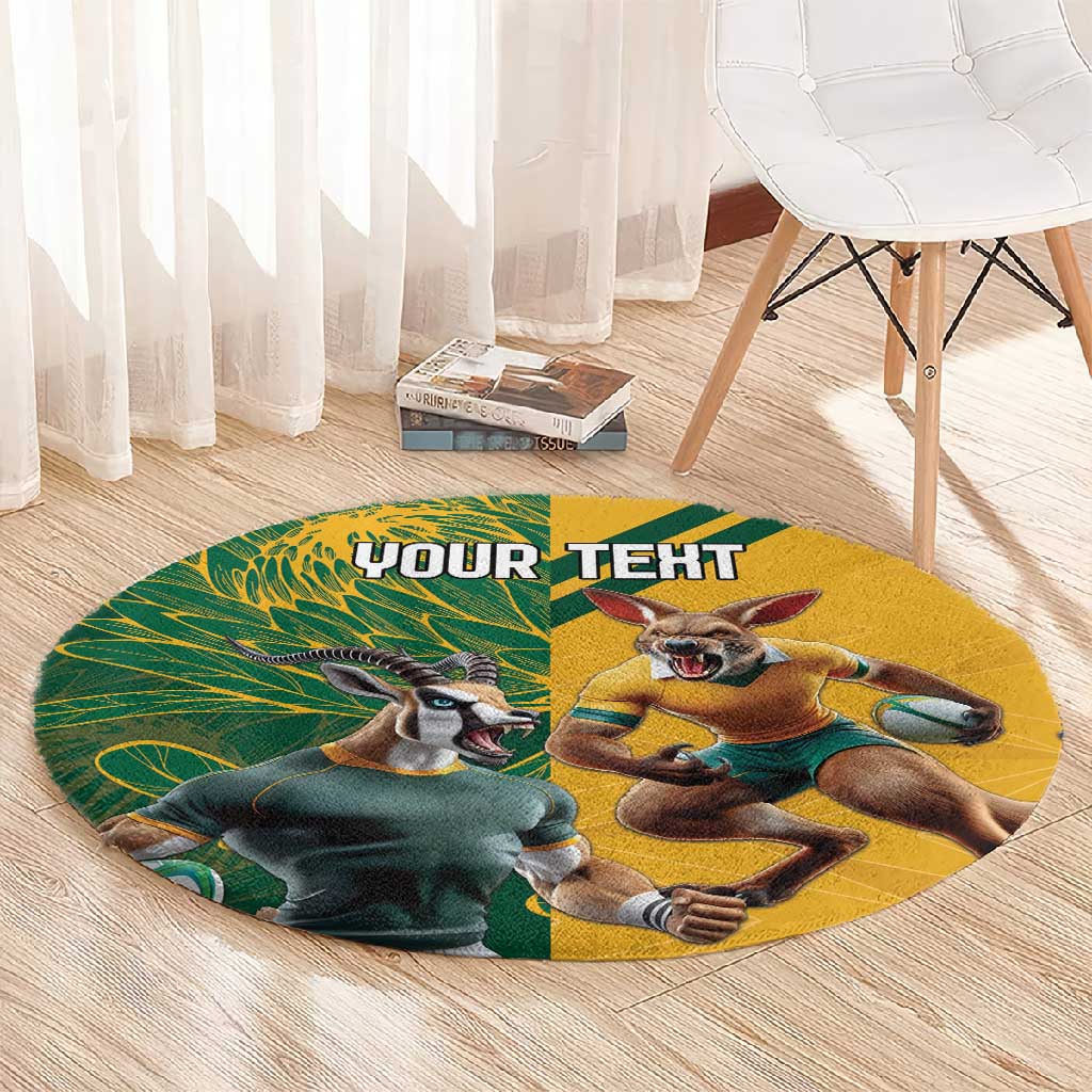 South Africa Australia Rugby Champion Personalized Round Carpet Springboks Wallabies Mascot LT18
