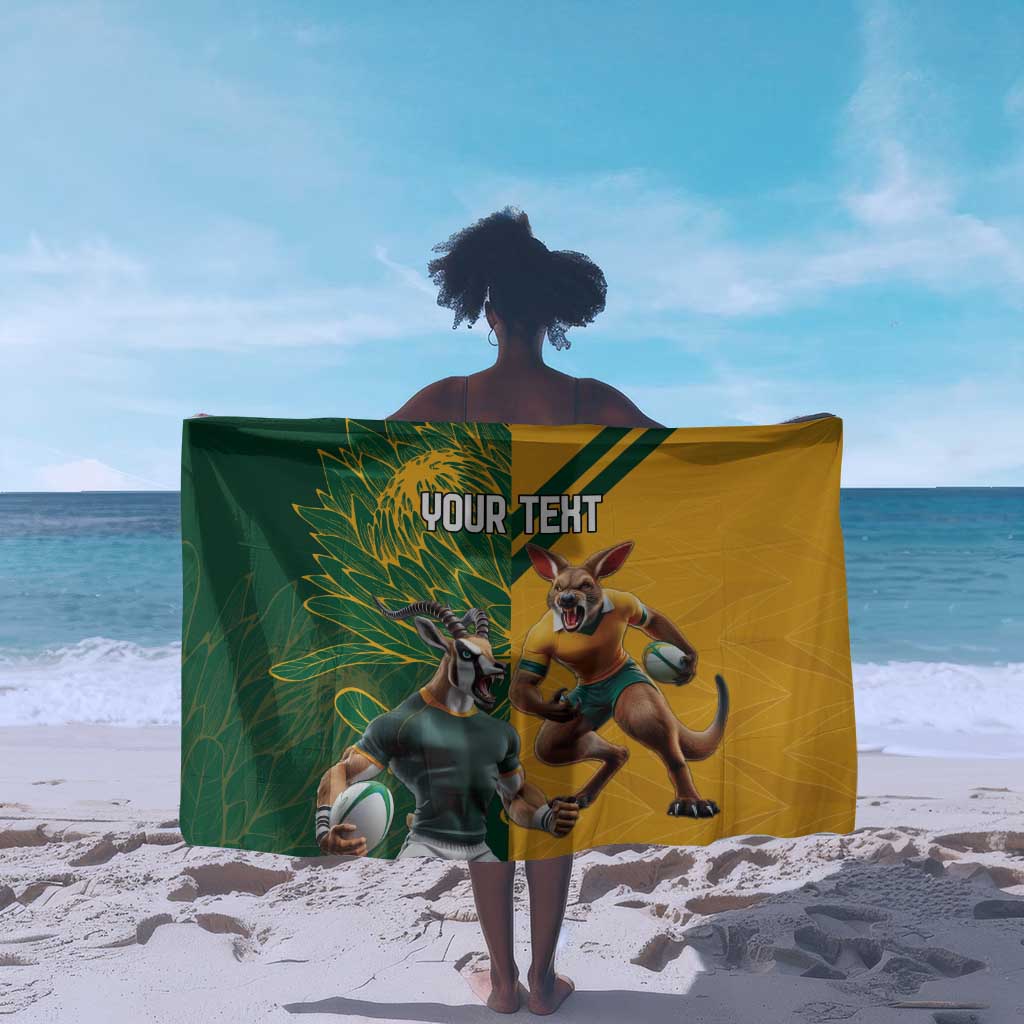 South Africa Australia Rugby Champion Personalized Sarong Springboks Wallabies Mascot LT18