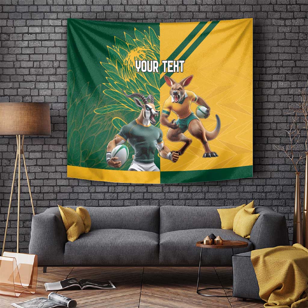 South Africa Australia Rugby Champion Personalized Tapestry Springboks Wallabies Mascot LT18