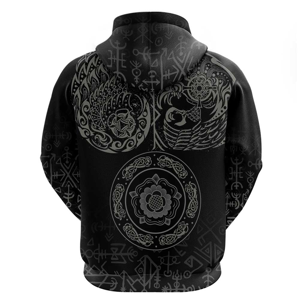 Viking Pride of Yorkshire Hoodie Black Odins Ravens Nordic LT18