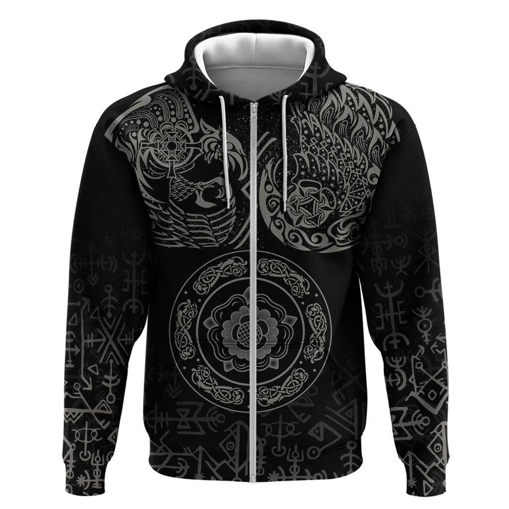 Viking Pride of Yorkshire Hoodie Black Odins Ravens Nordic LT18