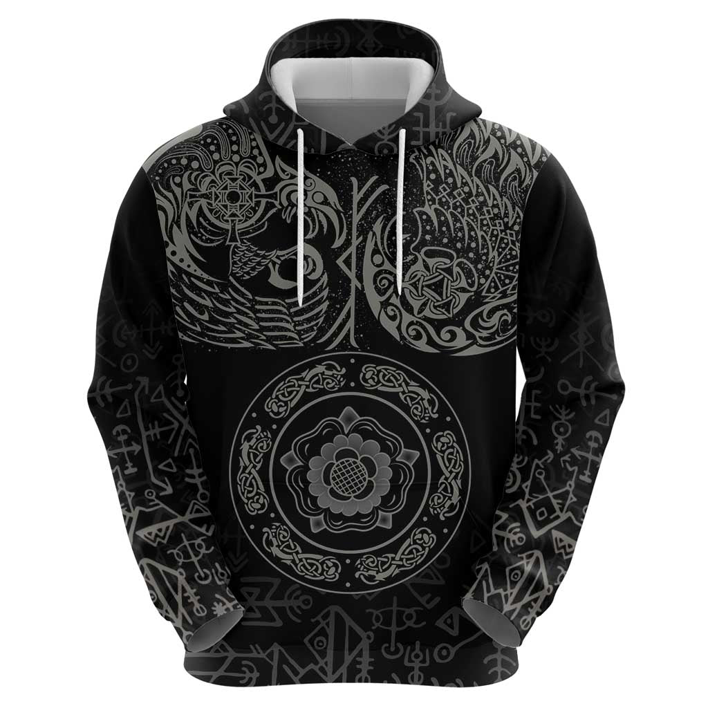 Viking Pride of Yorkshire Hoodie Black Odins Ravens Nordic LT18
