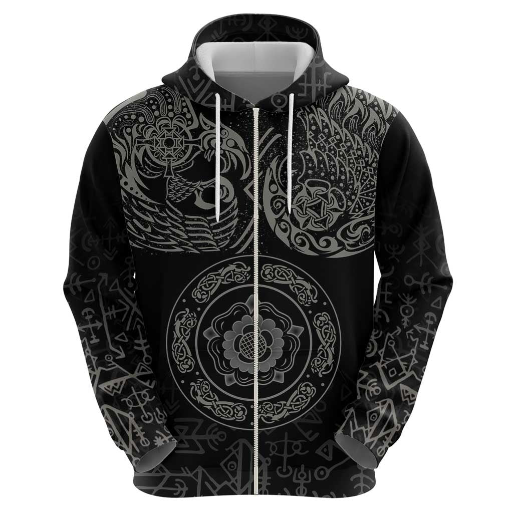 Viking Pride of Yorkshire Hoodie Black Odins Ravens Nordic LT18