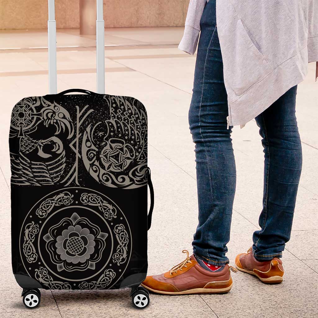 Viking Pride of Yorkshire Luggage Cover Black Odins Ravens Nordic LT18