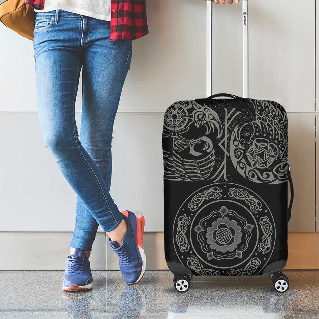 Viking Pride of Yorkshire Luggage Cover Black Odins Ravens Nordic LT18