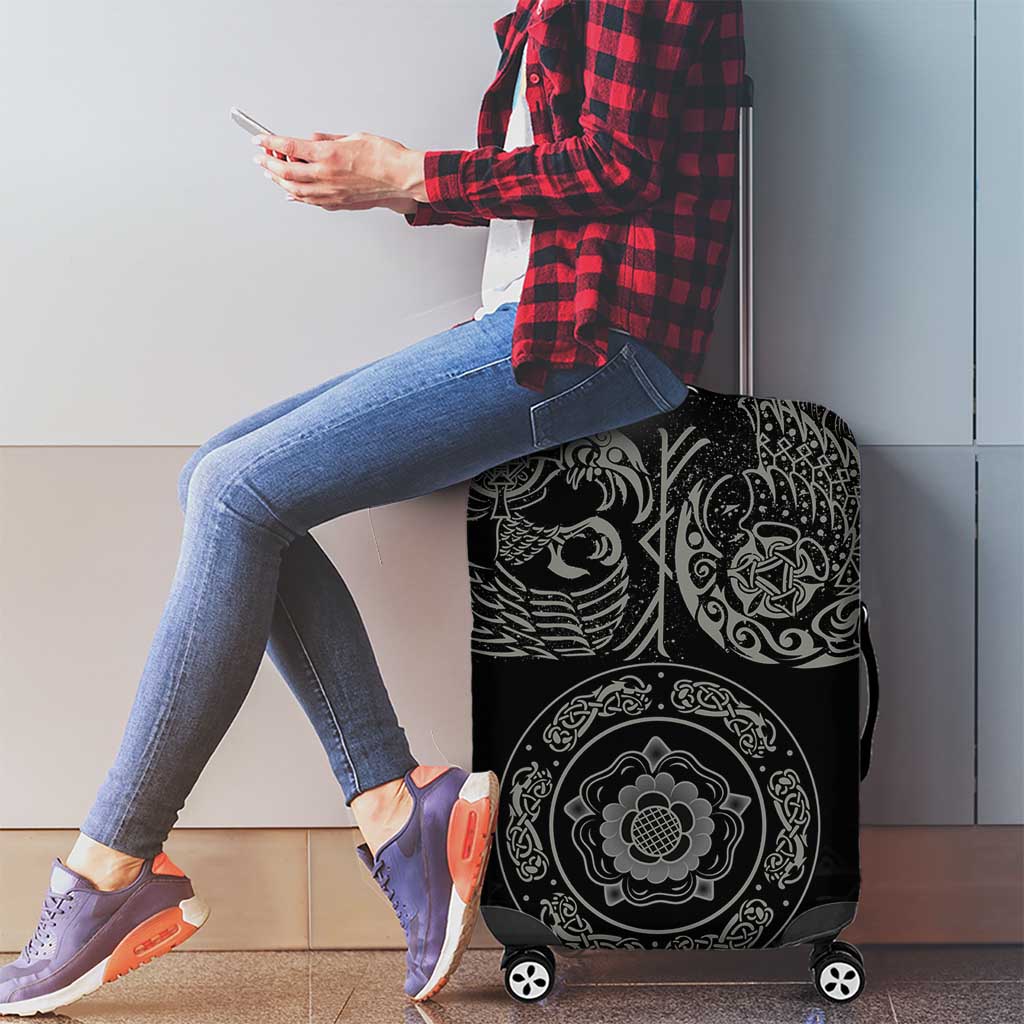 Viking Pride of Yorkshire Luggage Cover Black Odins Ravens Nordic LT18