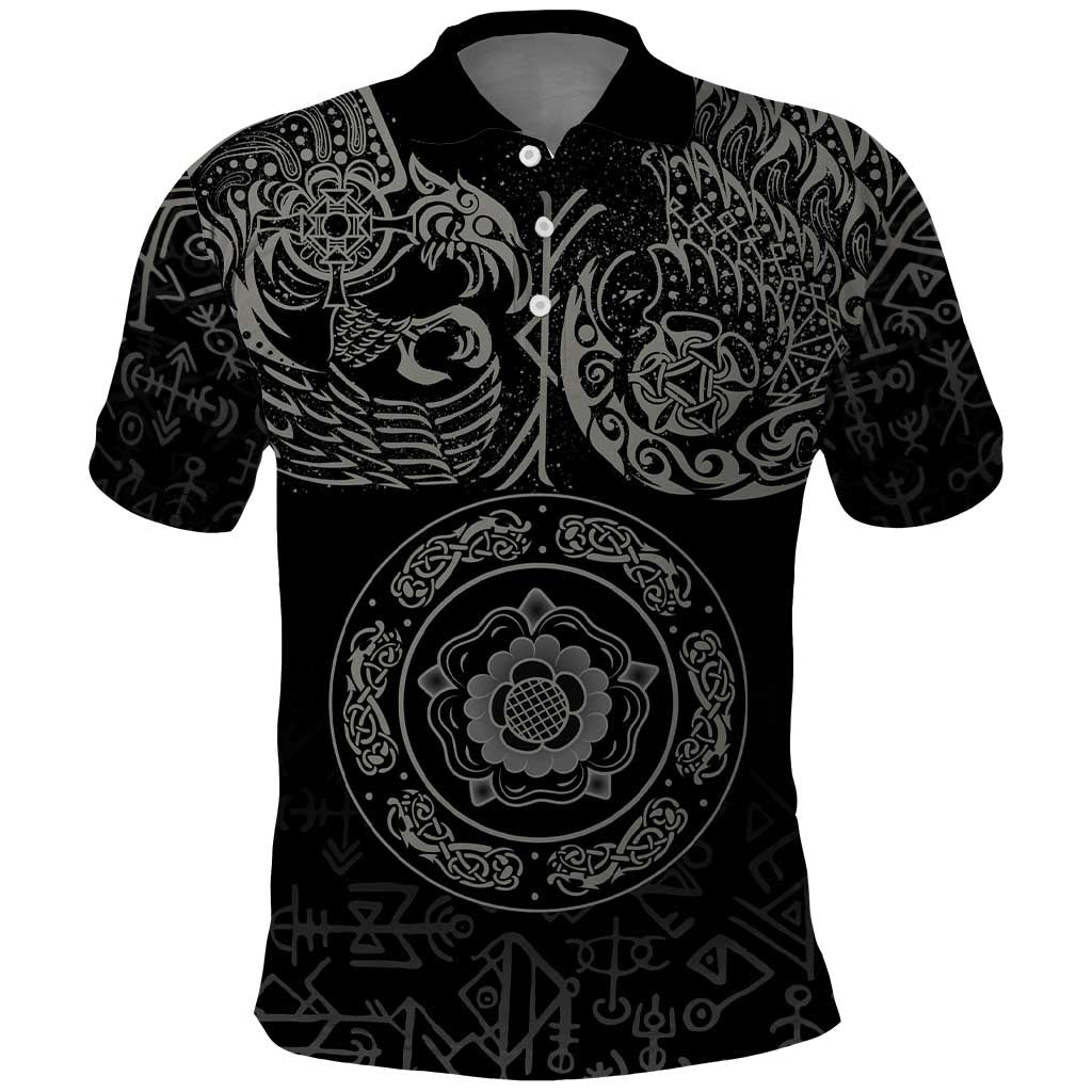 Viking Pride of Yorkshire Polo Shirt Black Odins Ravens Nordic LT18