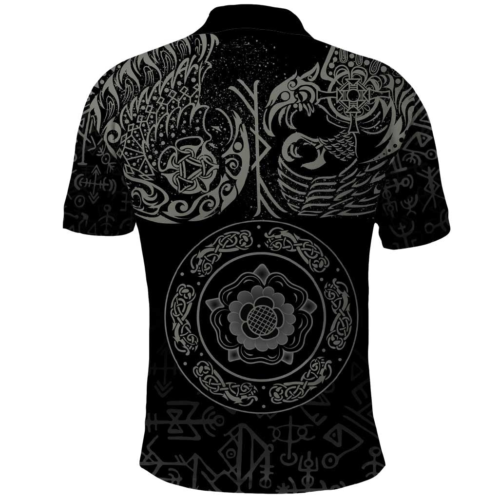 Viking Pride of Yorkshire Polo Shirt Black Odins Ravens Nordic LT18