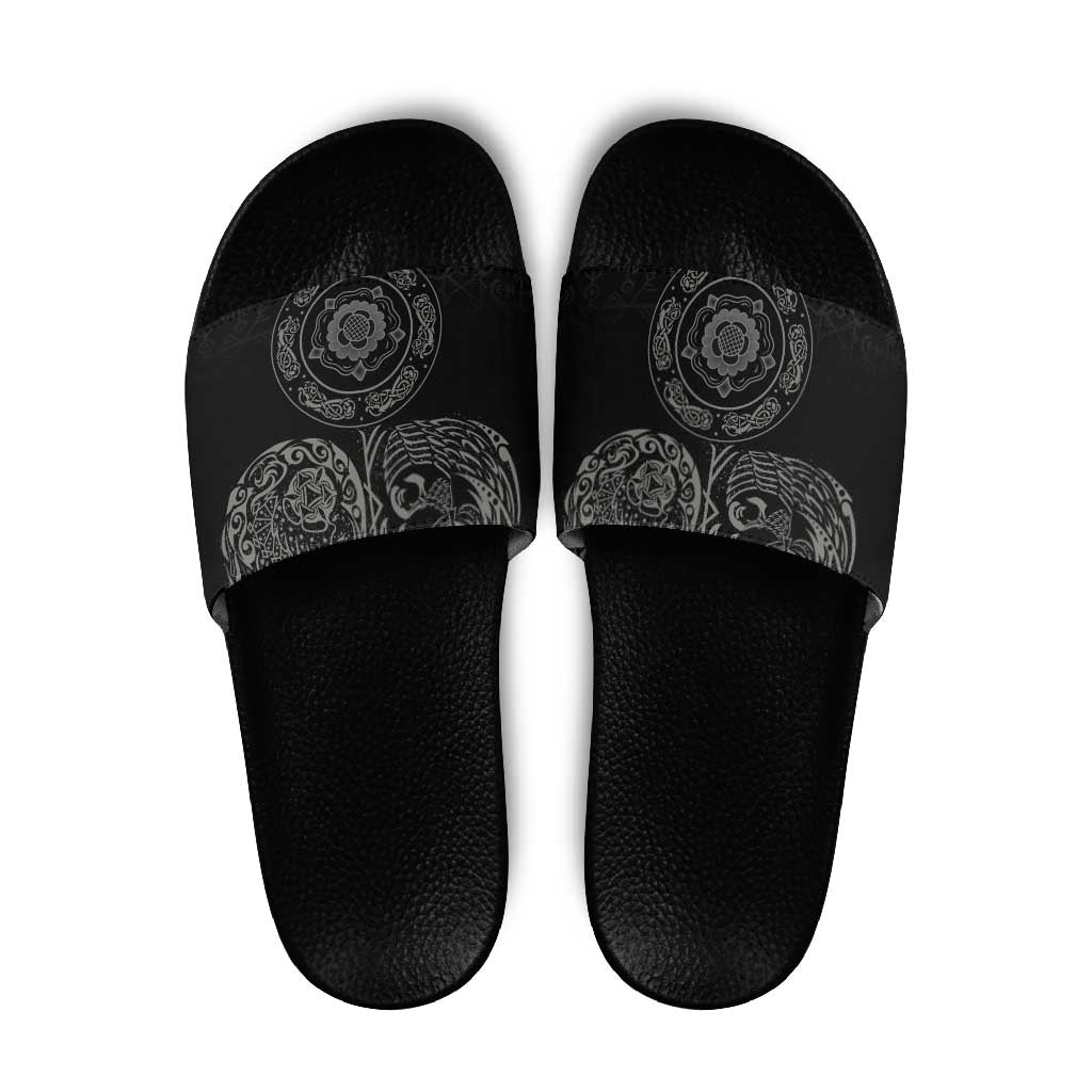 Viking Pride of Yorkshire Slide Sandals Black Odins Ravens Nordic LT18