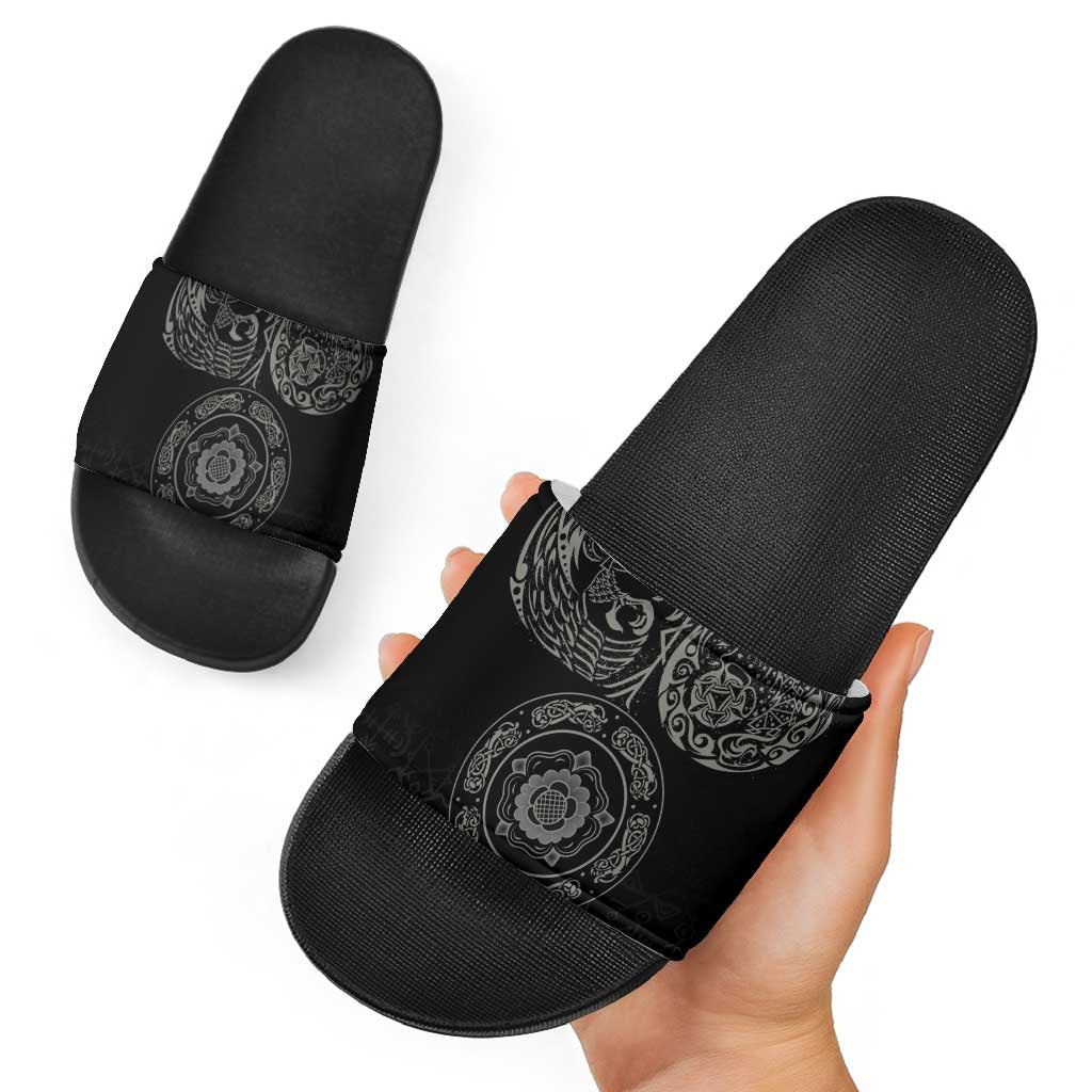 Viking Pride of Yorkshire Slide Sandals Black Odins Ravens Nordic LT18