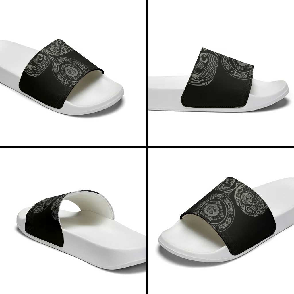Viking Pride of Yorkshire Slide Sandals Black Odins Ravens Nordic LT18