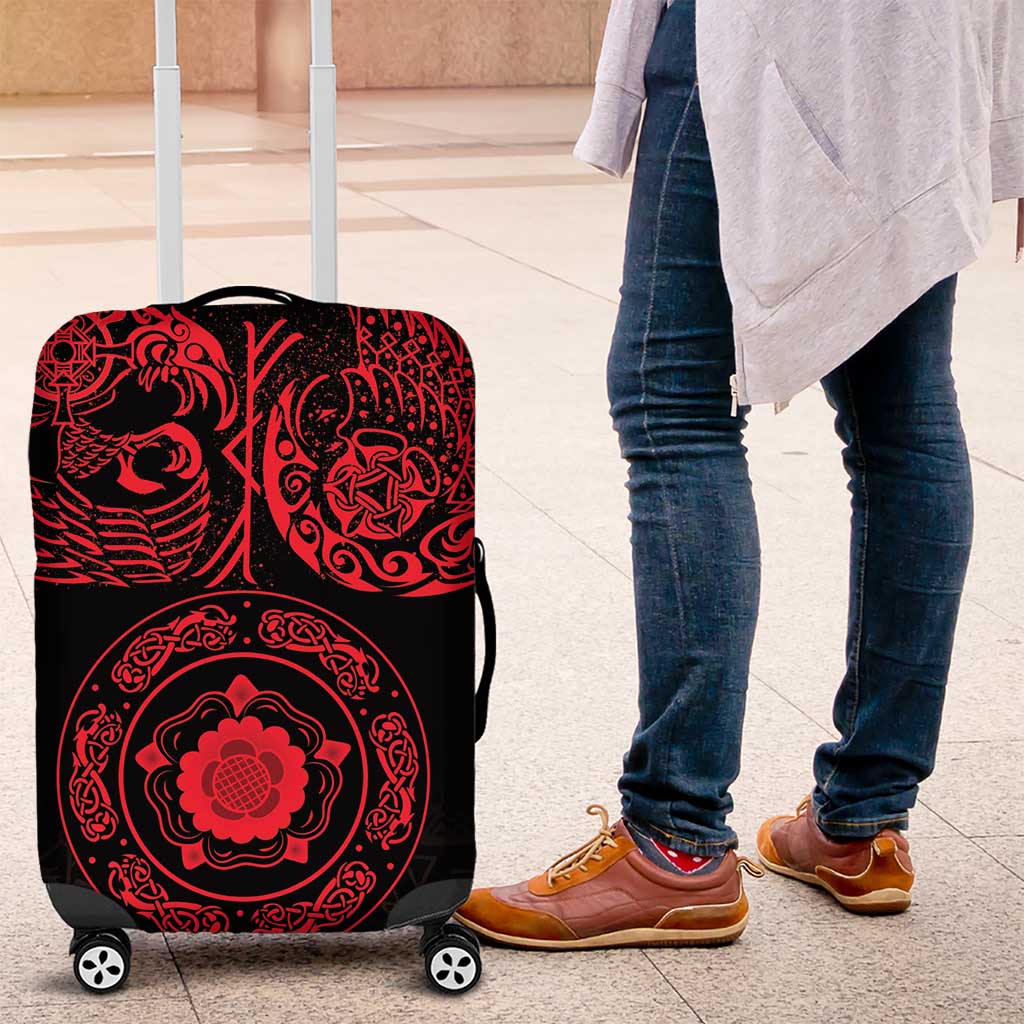 Viking Pride of Yorkshire Luggage Cover Red Odins Ravens Nordic LT18
