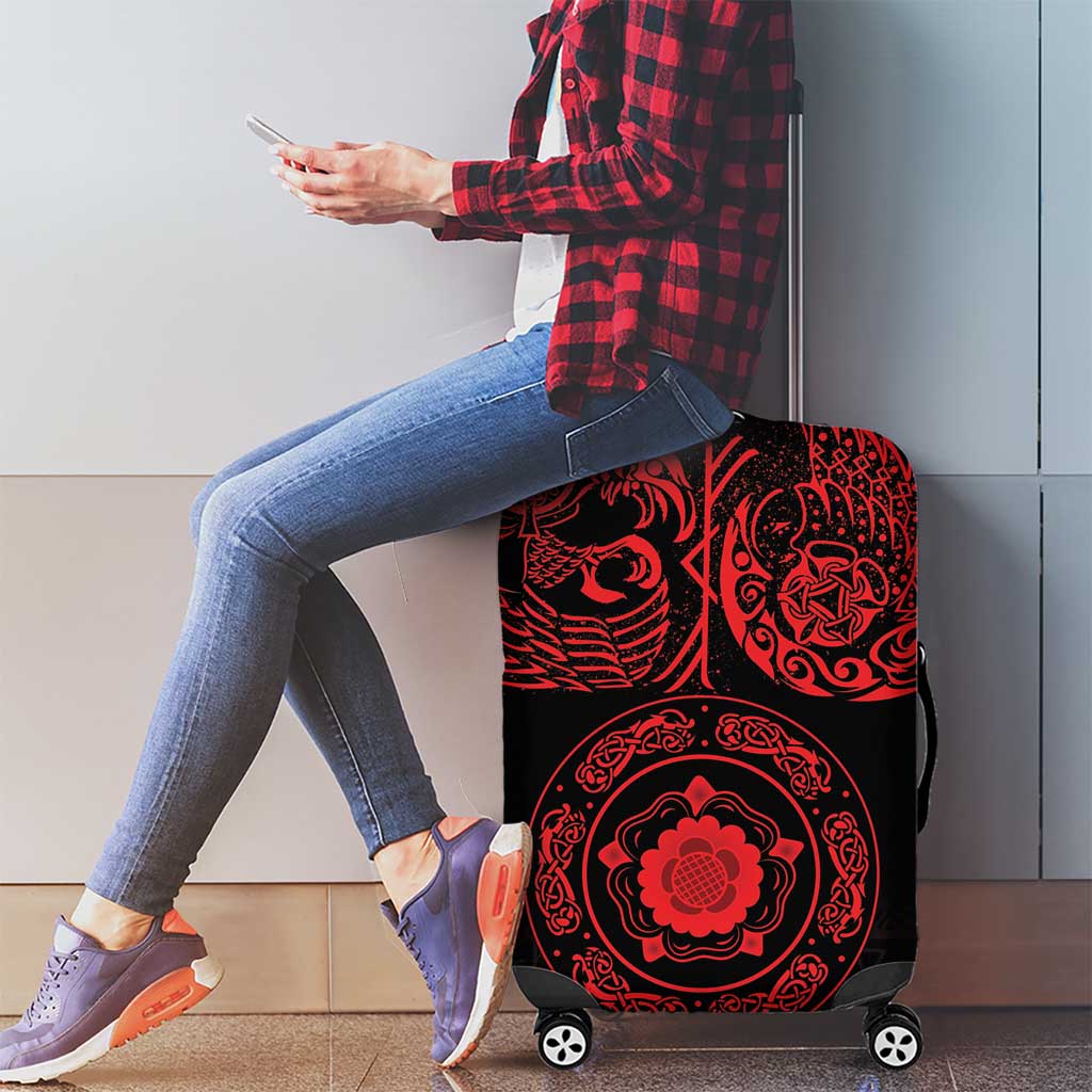 Viking Pride of Yorkshire Luggage Cover Red Odins Ravens Nordic LT18